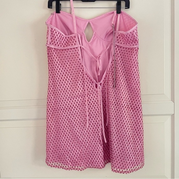 NEW For Love & Lemons Pink Glitter Slip Dress XL 37976 - Picture 4 of 11